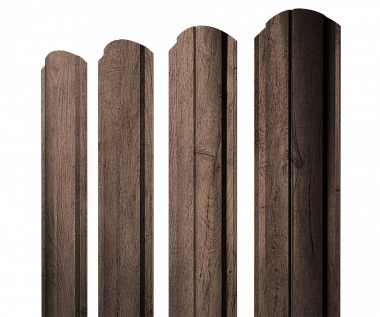 Штакетник Полукруглый Slim фигурный  Print Premium Almond Wood Fresh 0,45 мм